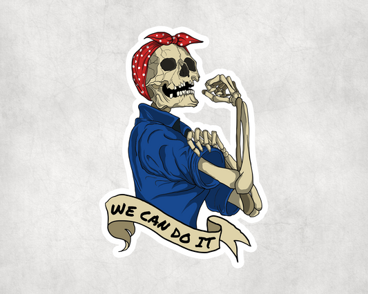 2 x Feminist We Can Do It Skeleton Sticker Stickers Vinyl Laptop