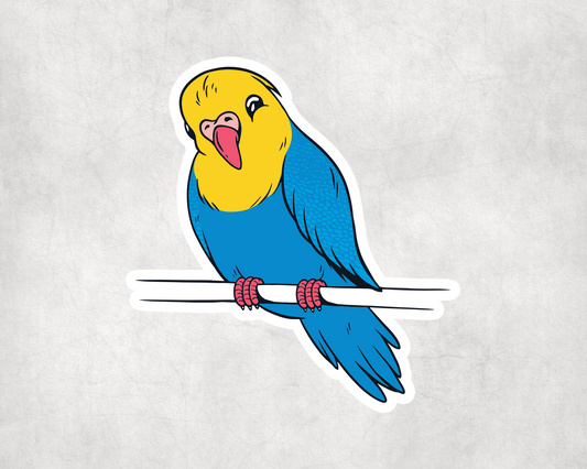 2 x Budgie Yellow Blue Animal Scrapbook Vinyl Sticker Bike iPad Laptop Tablet