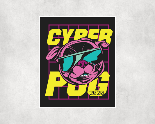 2 x Cyber Pug Punk Scrapbook Vinyl Sticker Bike iPad Laptop Tablet