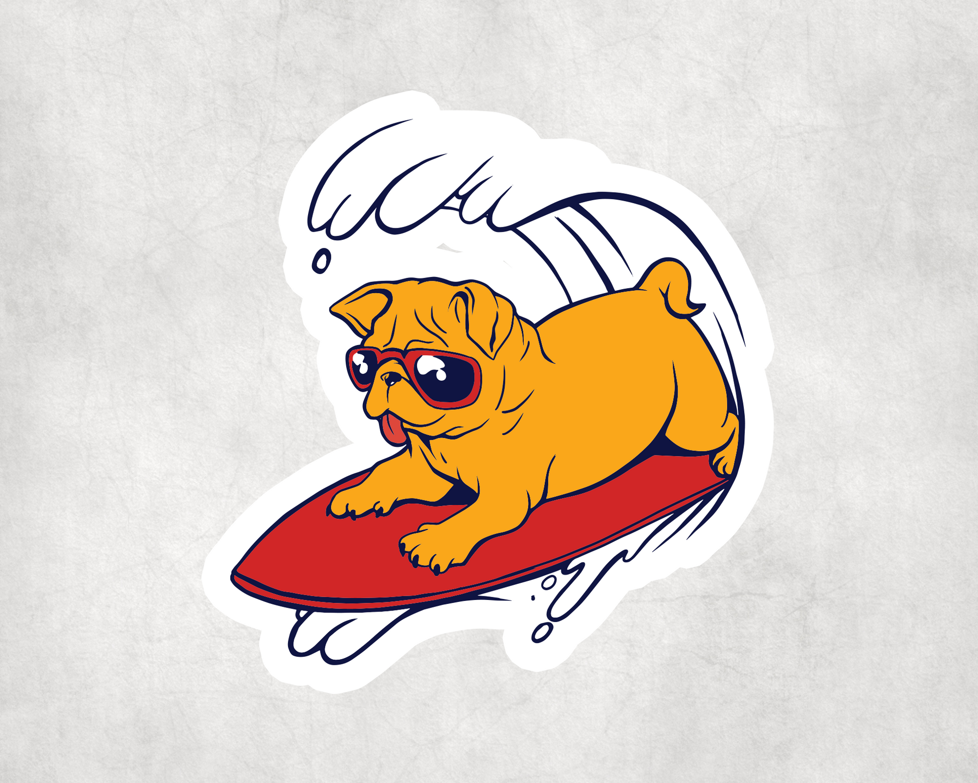 2 x Surfing Pug Dog Animal Scrapbook Vinyl Sticker Bike iPad Laptop Tablet