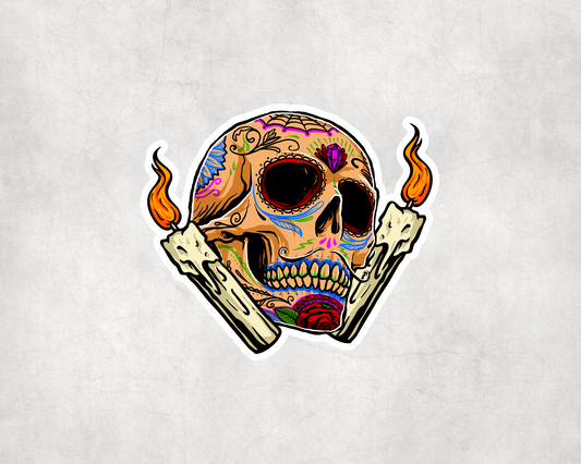 2 x Skull Day Of The Dead Scrapbook Vinyl Sticker Bike iPad Laptop Tablet