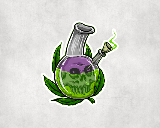 2 x Weed Bong Skull Stoner Scrapbook Vinyl Sticker Bike iPad Laptop Tablet