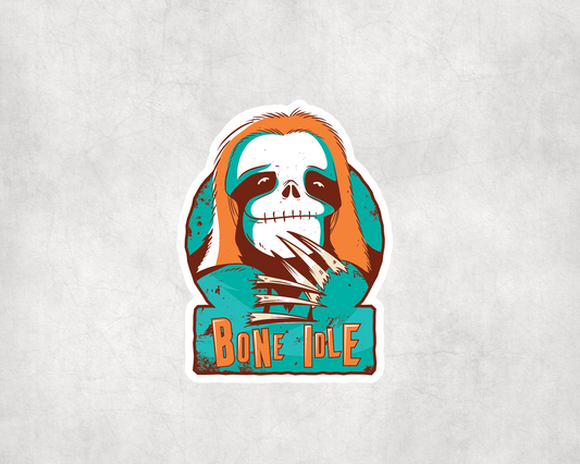 2 x Bone Idle Skeleton Sloth Animal Vinyl Stickers Sticker Laptop Decals
