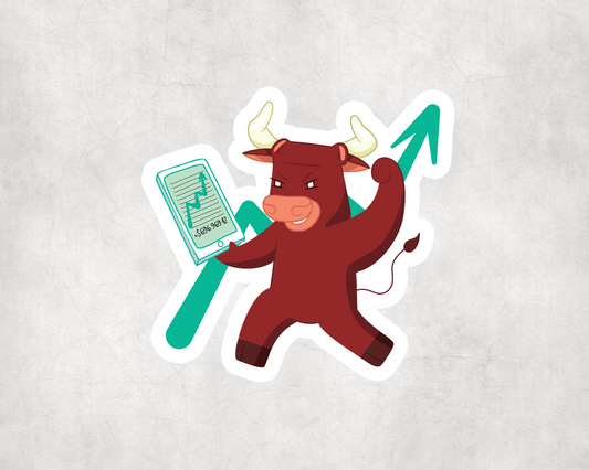 2 x Bull Stock Trader Run Trading Vinyl Stickers Sticker Laptop Decals
