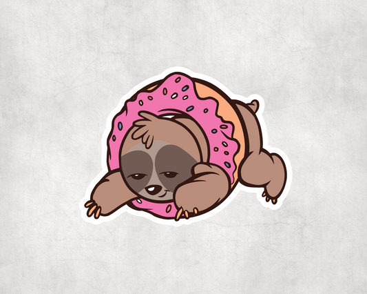 2 x Sloth In Doughnut Vinyl Stickers Sticker Laptop Decals