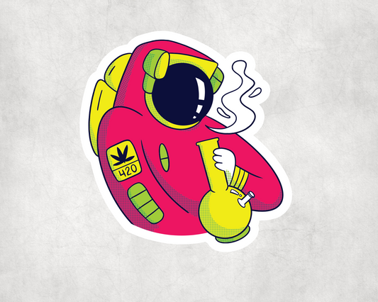 2 x Weed Astronaught Stoner 420 Vinyl Stickers Sticker Laptop Decals
