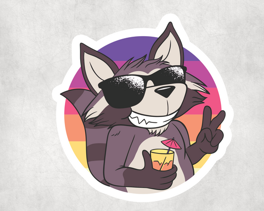 2 x Drunk Racoon Funny Cool Vinyl Stickers Sticker Laptop Decals
