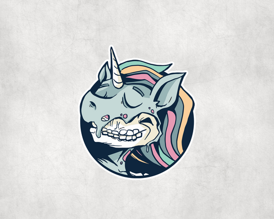 2 x Zombie Unicorn Vinyl Stickers Sticker Laptop Decals