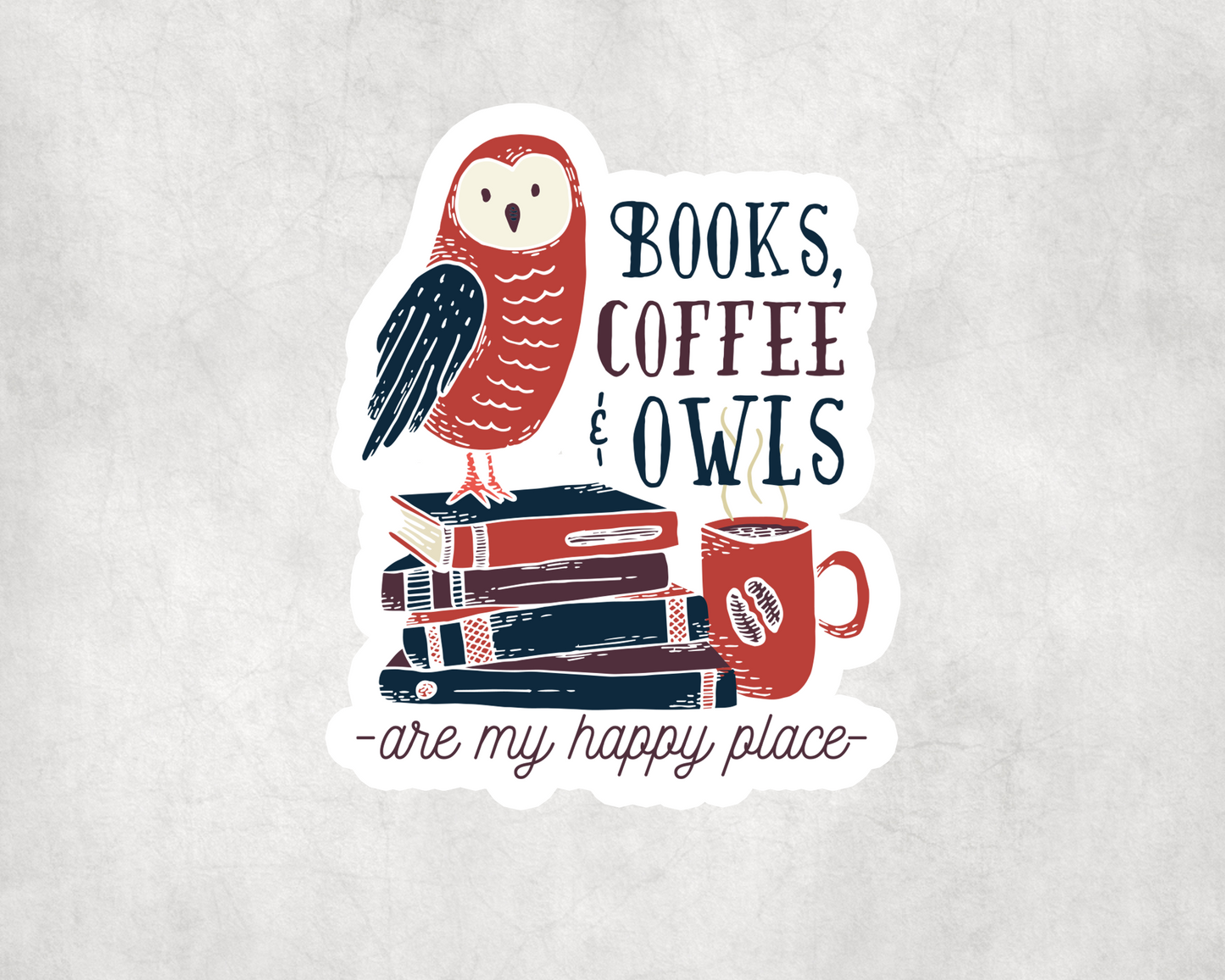2 x Books Coffee Owls Addiction Vinyl Stickers Sticker Laptop Decals
