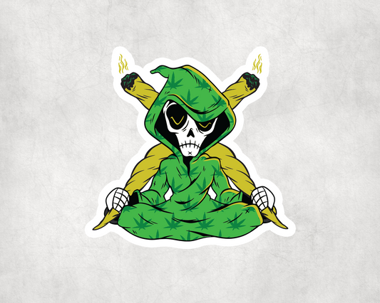 2 x Grim Reaper Halloween Weed Ganja Vinyl Stickers Sticker Laptop Decals