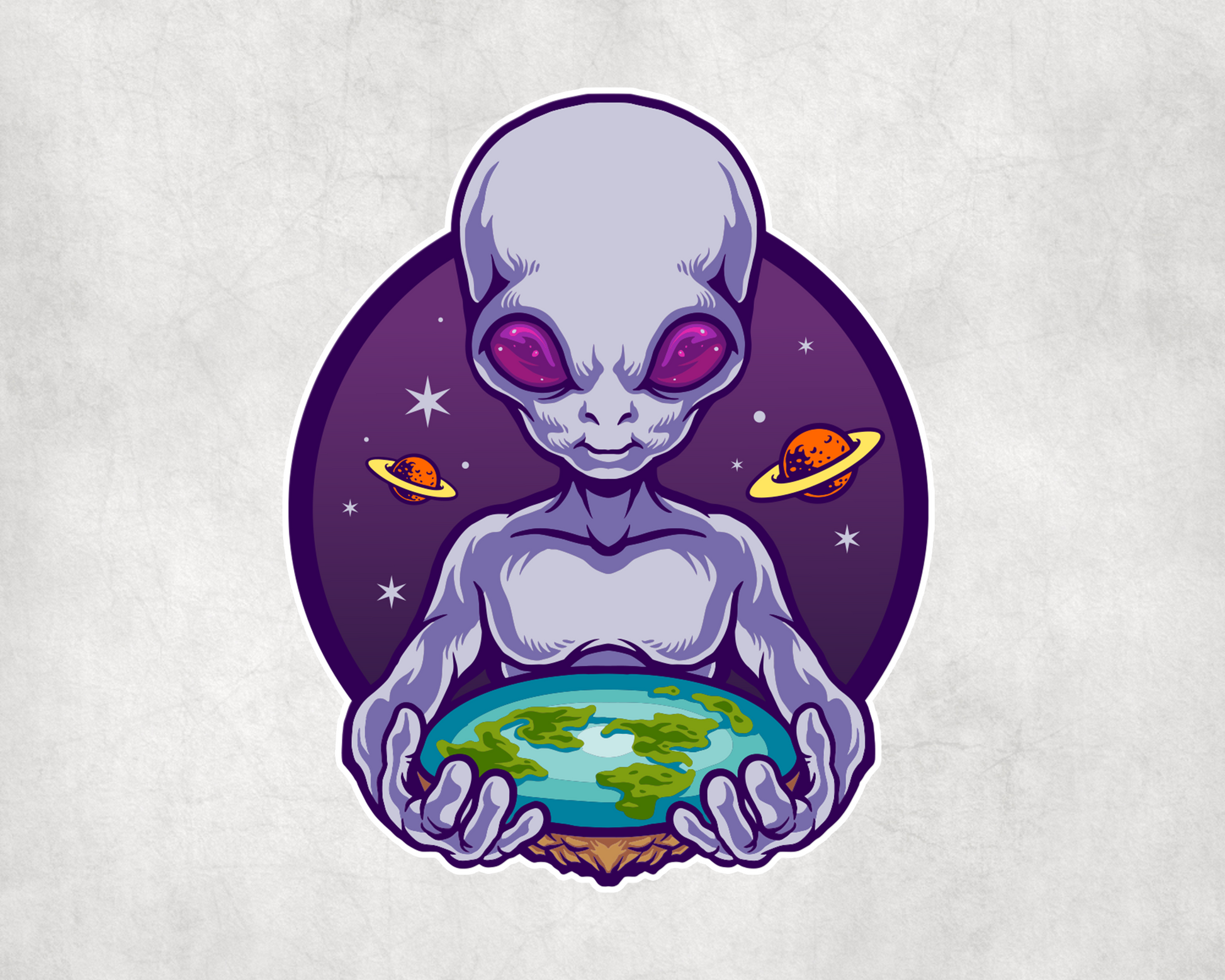 2 x Alien UFO Flat Earth Skateboard Sticker Water Bottle Flask Sticker Craft