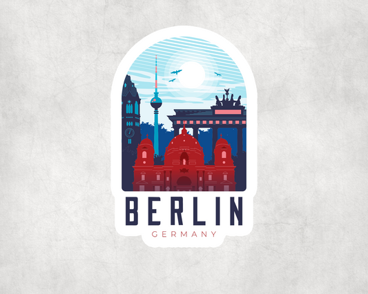2 x Berlin Germany Luggage Travel Sticker Water Bottle Flask Sticker Craft
