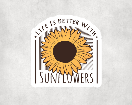 2 x Life Is Better With Sunflowers Vinyl Stickers Sticker Laptop Decals