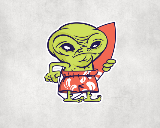 2 x Alien Surfer Surf Board Vinyl Stickers Sticker Laptop Decals