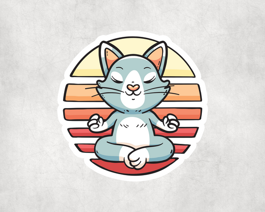 2 x Cat Namaste Yoga Pose Stickers Sticker Laptop Decals