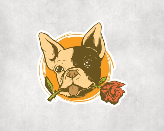 2 x French Bulldog Rose Dog Stickers Sticker Laptop Decals