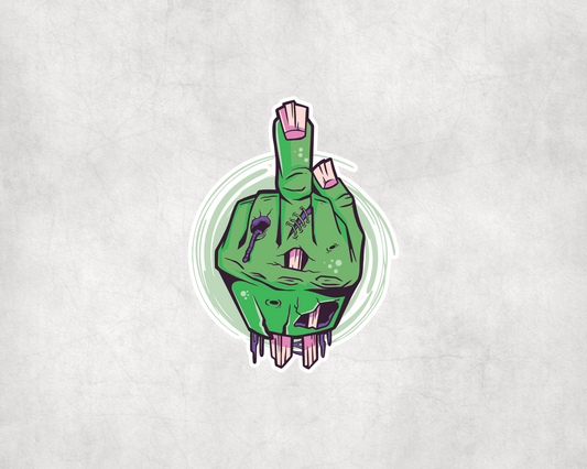 2 x Zombie Hand Middle Finger Stickers Sticker Laptop Decals