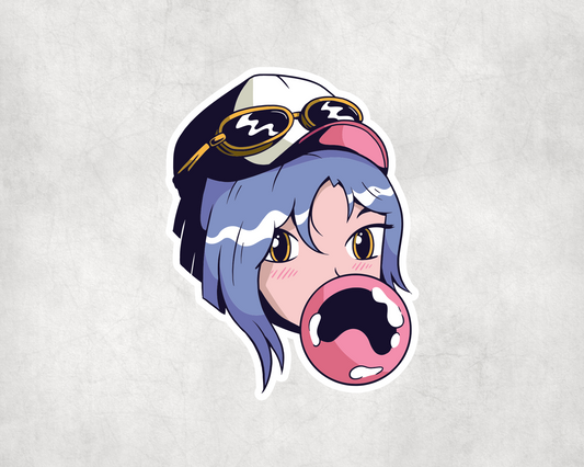 2 x Anime Girl Bubblegum Woman Funny Stickers Sticker Laptop Decals Scrapbook