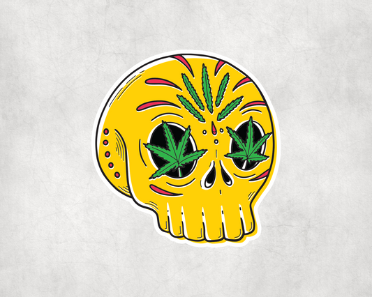 2 x Skull Weed Ganja Bike Stickers Sticker Laptop Decals Scrapbook