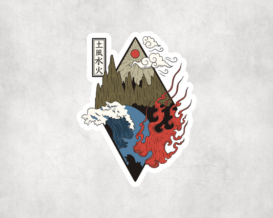 2 x Four Seasons Japan Great Wave Stickers Sticker Laptop Decals Scrapbook