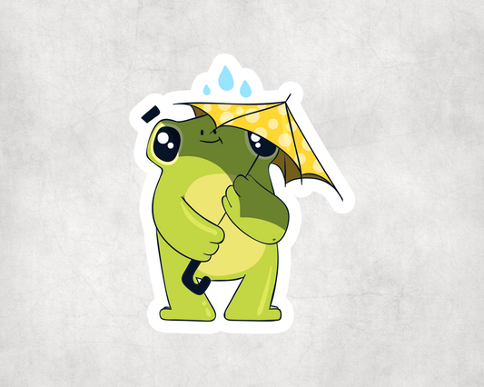 2 x Frog Umbrella Scrapbook Sticker Stickers Laptop