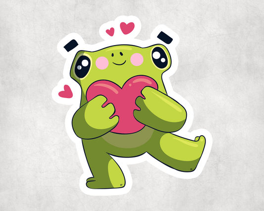 2 x Frog Love Heart Cute Valentines Scrapbook Sticker Stickers Laptop