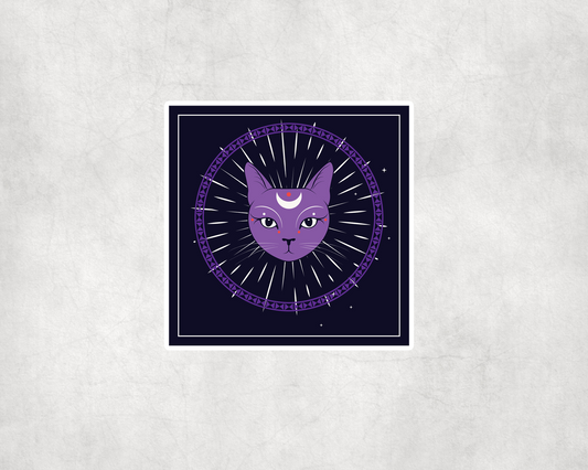 2 x Trippy Lunar Cat Wiccan Decals Bike Laptop Stickers Sticker Laptop Decals