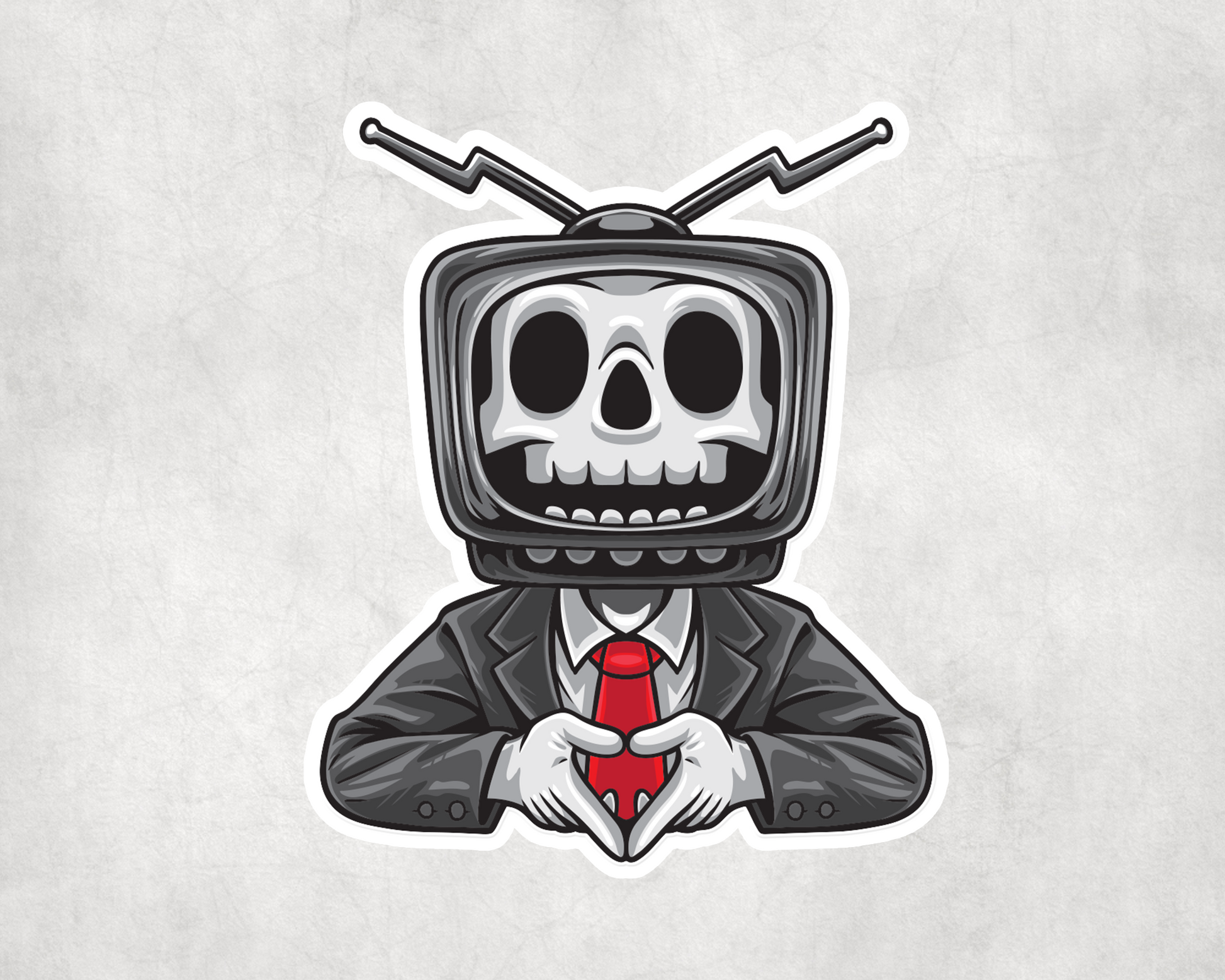 2 x Skull TV Art Bike Car Skate Scrapbook Vinyl Sticker iPad Laptop Tablet