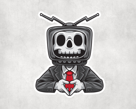 2 x Skull TV Art Bike Car Skate Scrapbook Vinyl Sticker iPad Laptop Tablet