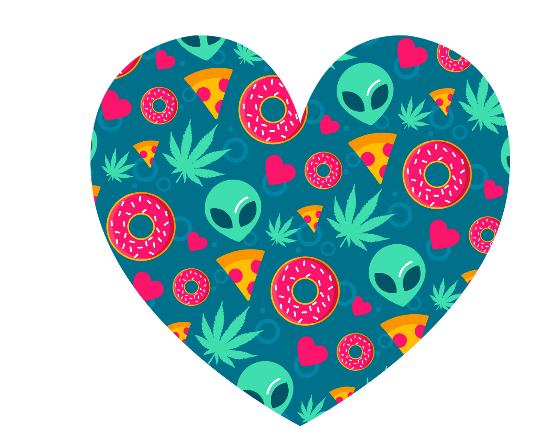 2 x Weed Ganja Stoner Alien Heart Sticker Meme iPad Laptop Decals Stickers
