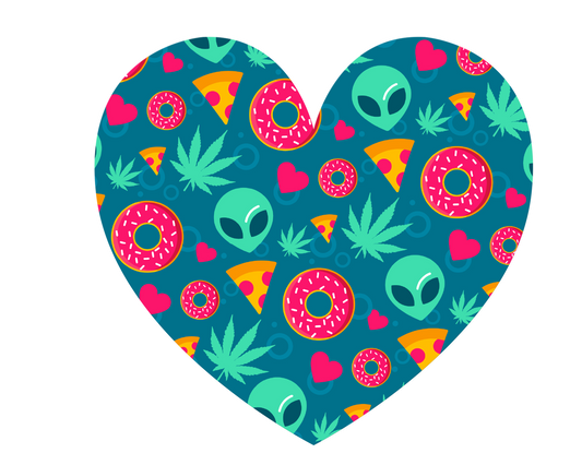 2 x Weed Ganja Stoner Alien Heart Sticker Meme iPad Laptop Decals Stickers