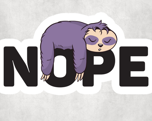 2 x Sloth Nope Funny Lazy Sticker Laptop Indoor Tablet Decals
