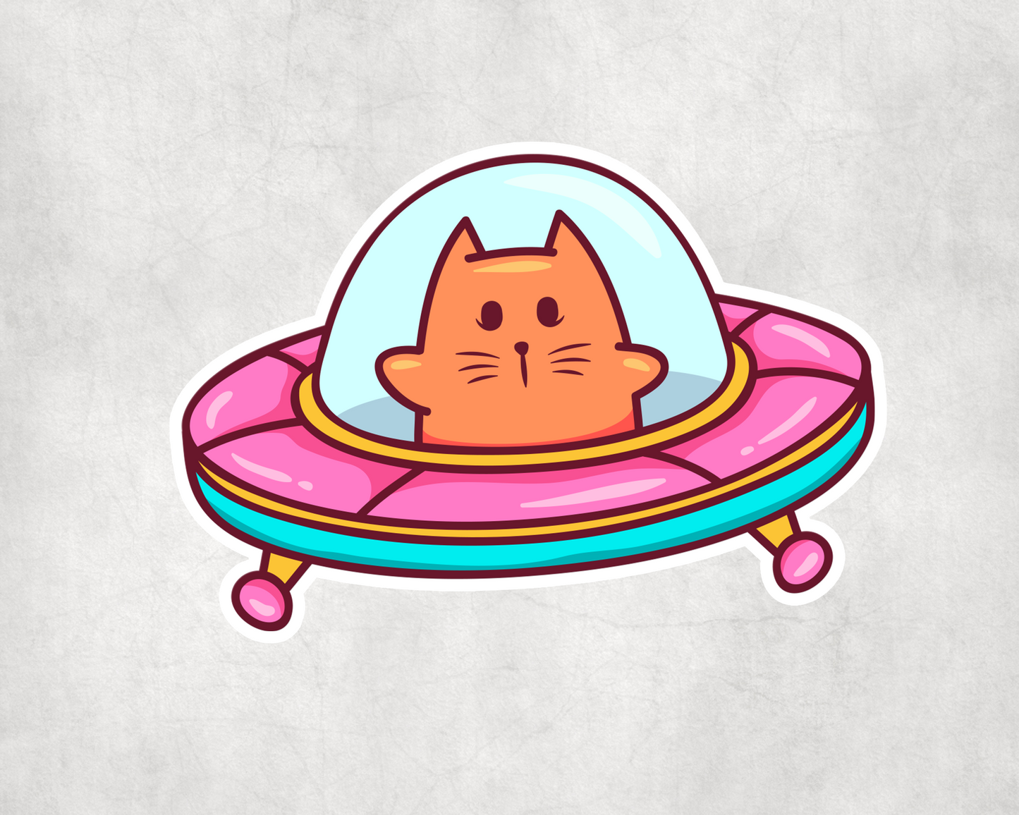 2 x Cat UFO Space Funny Cartoon  Decal Sticker  Laptop Decals Stickers