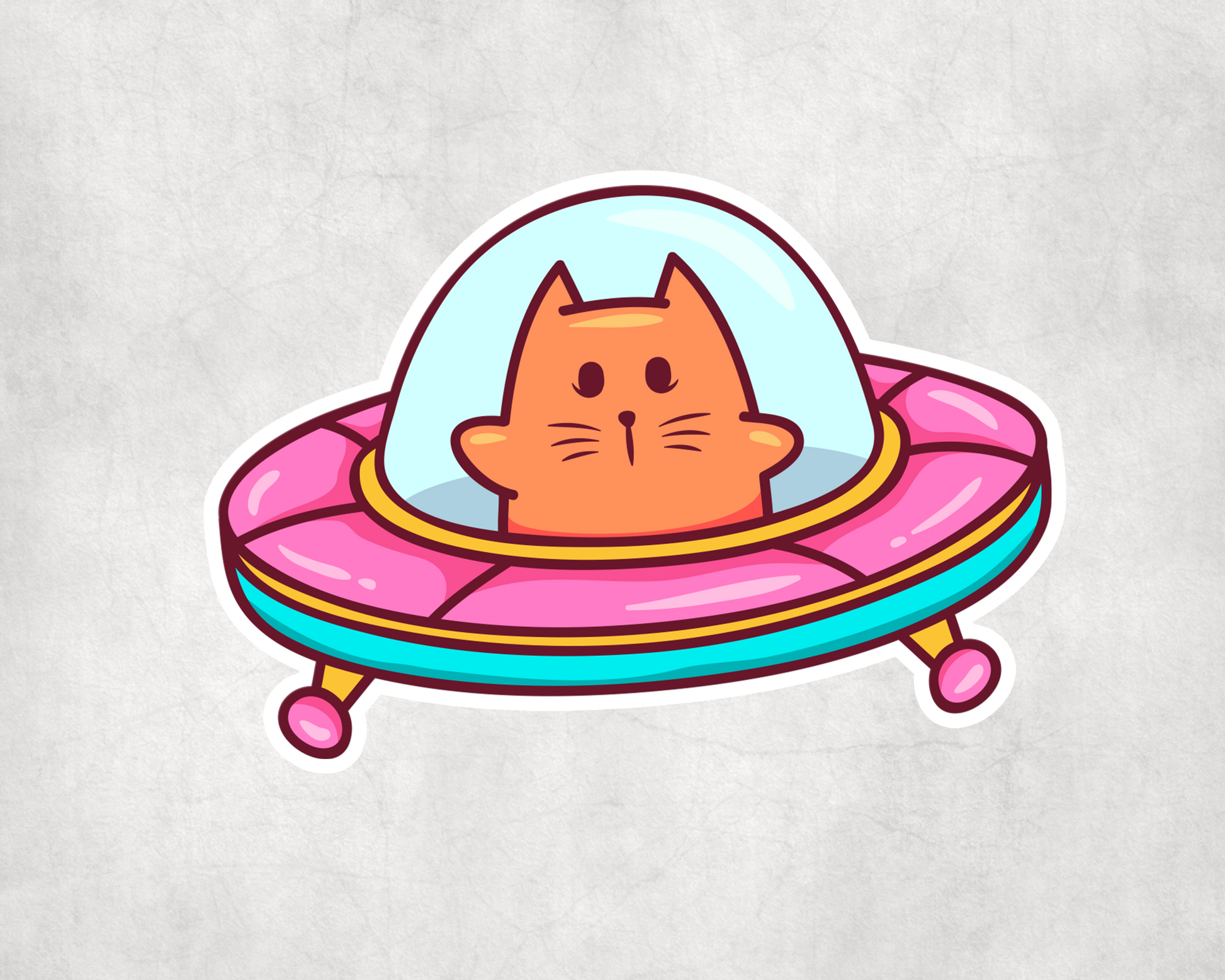 2 x Cat UFO Space Funny Cartoon  Decal Sticker  Laptop Decals Stickers